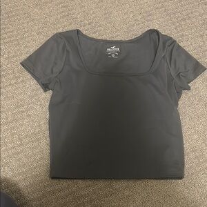 Hollister Gray Fitted Crop T-Shirt Short Sleeve